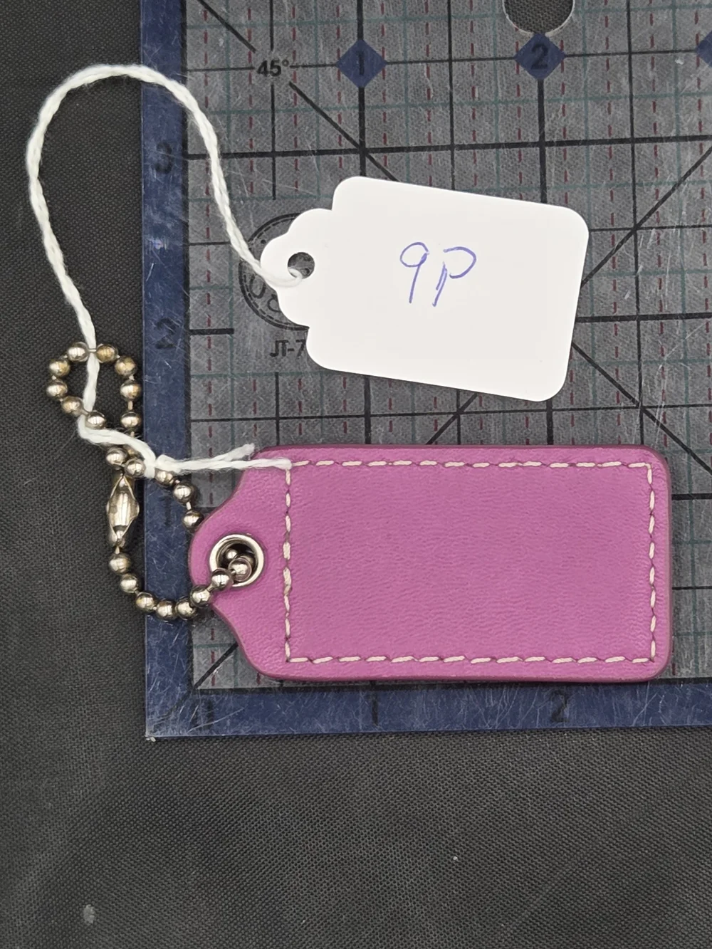 Coach Purple Leather Bag Tag Keychain